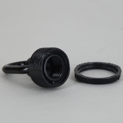 1/4ips - Zinc Die-Cast Screw Collar Loop with Ring - Black Powdercoat