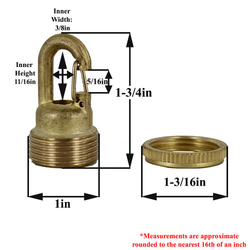 1/4ips - Female Threaded - Snap Hook Quick Collar Loop - Unfinished Brass