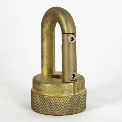 3/8ips - Female Threaded - Brass Large Heavy Duty Quick Collar Loop with Ring - Unfinished Brass