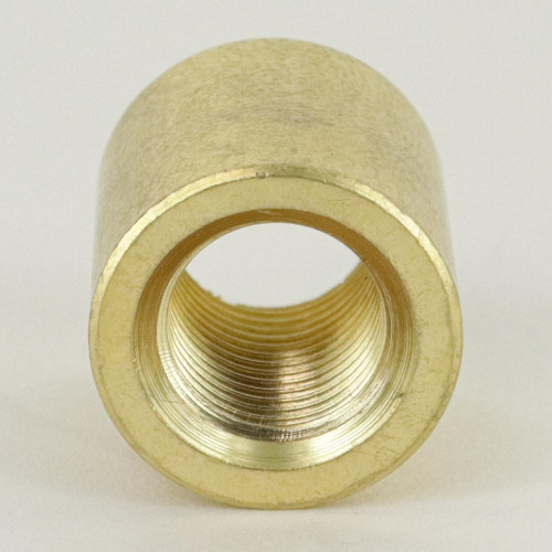 1/8ips Female Threaded - 5/8in X 5/8in Straight Cylinder Coupling/Neck - Unfinished Brass