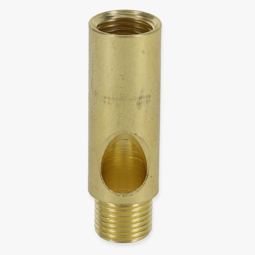 1/8IPS. Male X 1/8IPS. Female Threaded Unfinished Brass Neck/Coupling with Wire Exit 7/16in W X 1-7/16in H