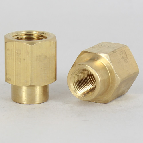 3/4in W X 15/16in H - 1/8ips. Female X 1/4ips. Female Threaded UNFINISHED BRASS HEX COUPLING