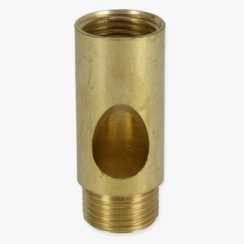 3/8ips - 3/4in W X 1-13/16in H Coupling with Wire Exit - Unfinished Brass
