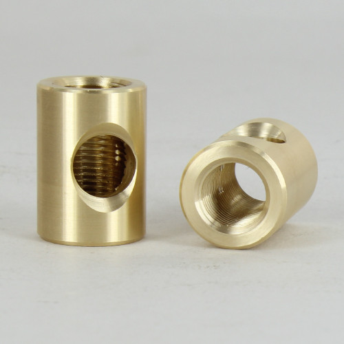 5/8 in. W x 7/8 in. H - 1/8IPS Female Threaded Neck with Side Wire Outlet - Unfinished Brass