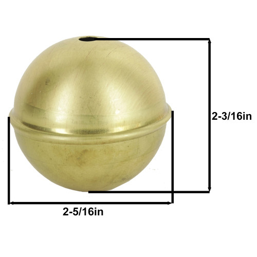 2-5/16in. Diameter Ball - Seamed - 1/4-27UNF Slip Through Center Hole - Unfinished Brass