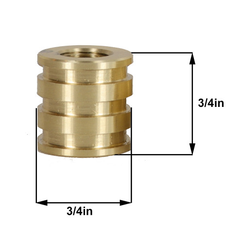 1/8ips - 3/4in X 3/4in Decorative Coupling - Unfinished Brass