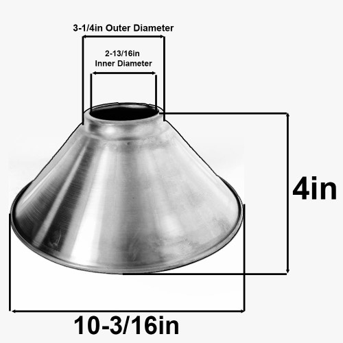 10in. Unfinished Steel Cone Shade with 3-1/4in. Neck