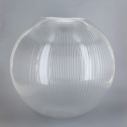 12in Diameter Clear Prismatic Acrylic Neckless Egg Shaped Ball with 5-1/4in Diameter Hole