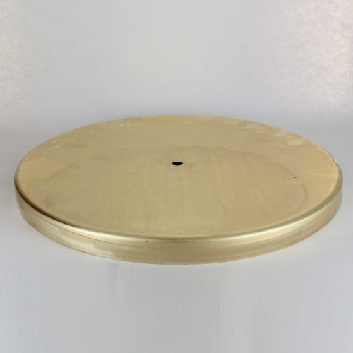 1/8ips Center Hole - 12-3/4in Flat Canopy/Base Without Wire Way - Unfinished Brass