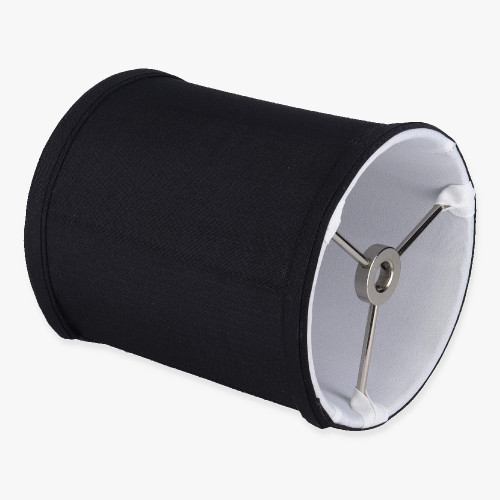 6in. Black with Off White Lining Drum Stretch Shantung Lamp Shade