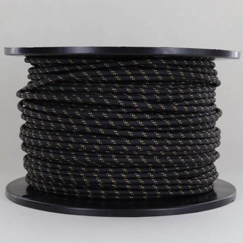 14/1 Black with Gold Tracer/Marker Cloth Covered 14 Gauge AWM Stranded Flexible Cord