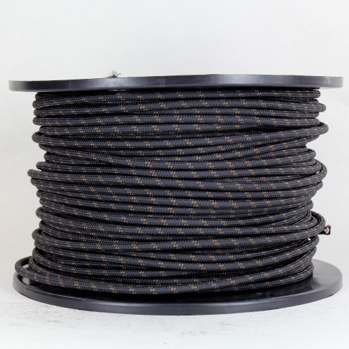 14/1 Black with Brown Tracer/Marker Cloth Covered 14 Gauge AWM Stranded Flexible Cord