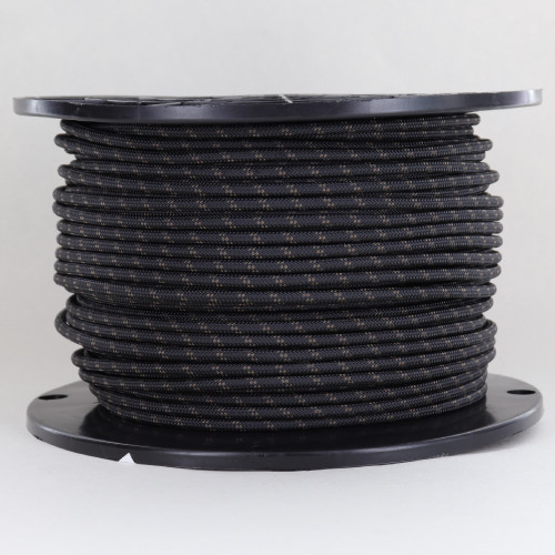 14/1 Black with Brown Tracer/Marker Cloth Covered White Wire 14 Gauge AWM Stranded Flexible Cord