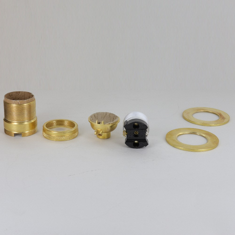 Uno Threaded Keyless Lamp Socket With 2 Smooth Shade Rings Grounded