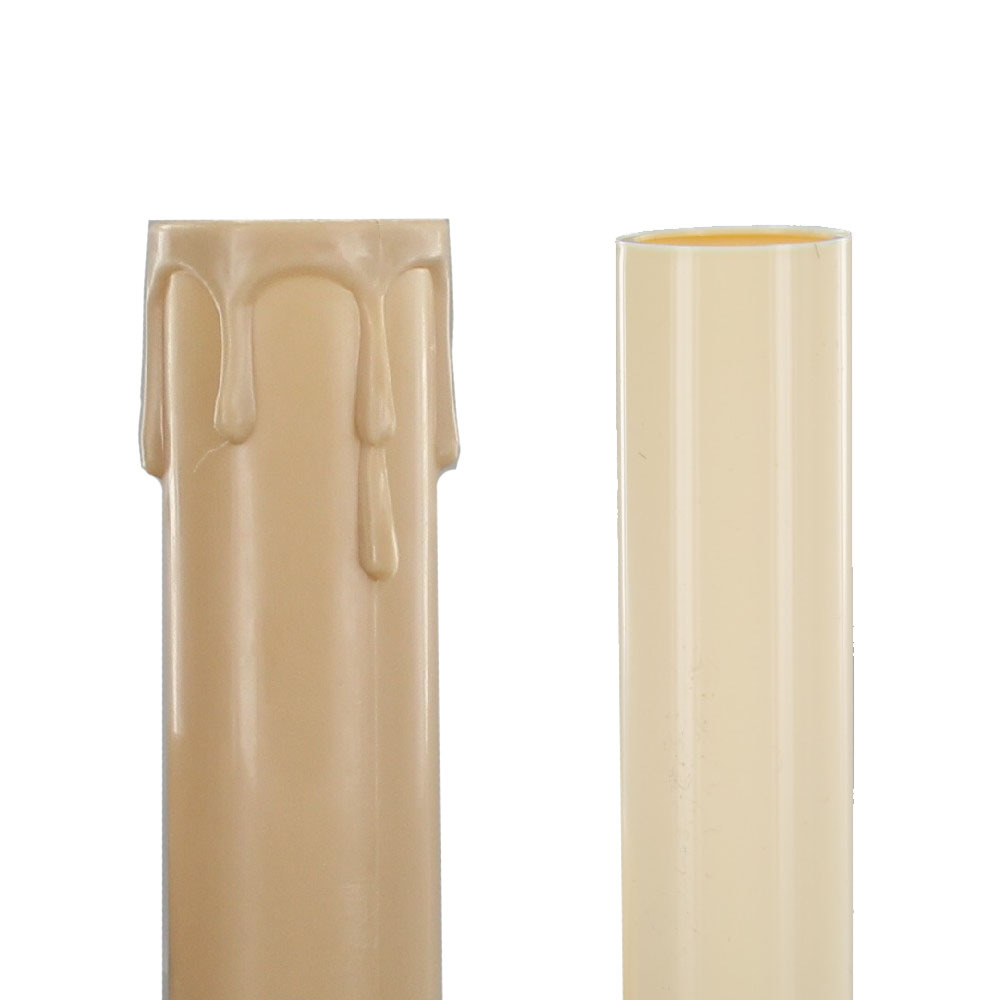 65mm (2-9/16in) Long Plain Hard Plastic European Candle Cover - Ivory