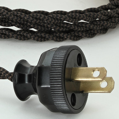 Rectangular Cordset Plug 8ft. Black/Brown Zig-Zag Twisted Two Conductor Wire Cordset with ...
