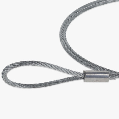 25ft Long - 1/8in Diameter Steel Cable with Loop Ferrule