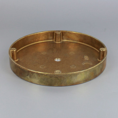 1/8ips Center Hole - Cast Brass Ribbed and Beaded Canopy - Unfinished Brass