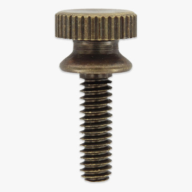 1/2in Long - 8/32 Thread - Knurled Brass Battery Head Screw - Antique Brass