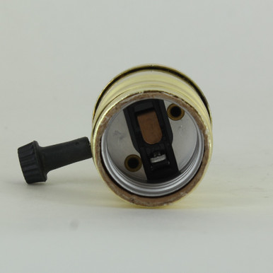 3-Way Turn Knob E-26 Base Lamp Socket with Quick Slide Wire Terminal - Brass  Plated Finish