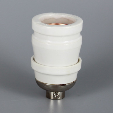 B&P Lamp Keyless Porcelain Light Socket With On/Off Switch & Ground Screw, E26 Base, 1/8IP Threaded Cap, UL Listed