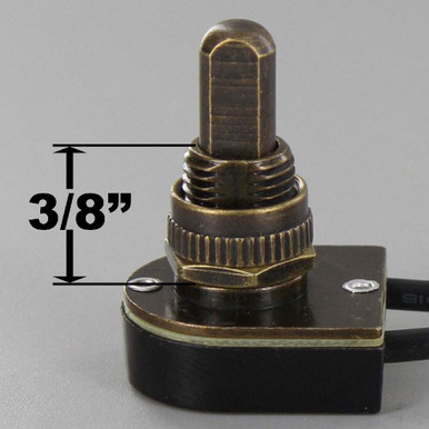 3/8 in. Shank Push Button On/Off Switch - Antique Brass