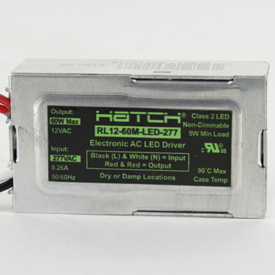 277 Volt input 12 Volt Output - 60 Watt A/C, LED Driver
