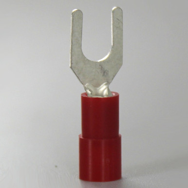 100-Pack 16-14 Gauge Vinyl Spade Fork Crimp Terminals – #8 Stud, Tin Copper Core, UL Listed