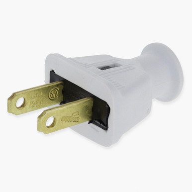 Without Color Plug Non-Polarized Non-Grounding Rubber Straight Blade Plug - White