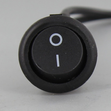 On-Off Round Toggle Switch with 6in Long Wire Leads - Black
