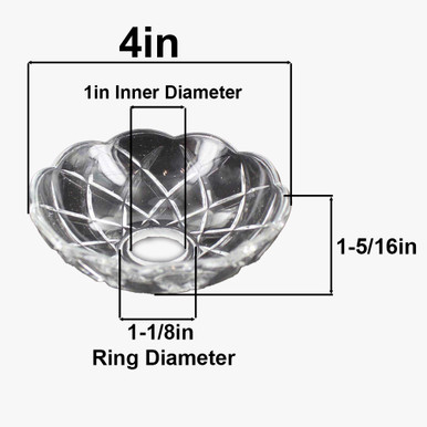 Set Of 4 Pressed Glass Prism Chandelier Bobeche – Clear Round Lamp Bobeche Without Brass Pins (#BB908) 7 thumbnail image