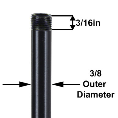 1/8 IP x 3/16, Both Ends Threaded, Fixture Stem - Lamp Pipe, Your Choice  of Lengths from 1-1/2 to 36 (1/8 IP = 3/8 diameter) (22249BU) - Antique  Lamp Supply - Quality Lamp Parts Since 1952