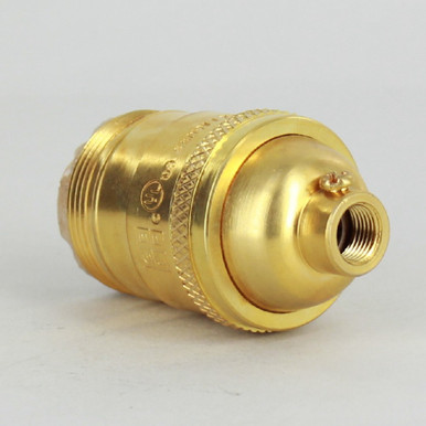 Brass Plated Keyless Lamp Socket E26 - Single Socket Replacement Part (30778J)