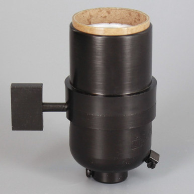 Keyed Light Socket 1-Way Square Key Smooth Shell Cast Lamp Socket - Black Finish