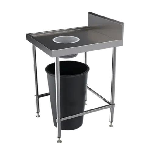 Stainless Steel 600x600 Splashback Bench With Scrape Hole