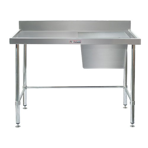 Stainless Steel 1500x700 Single Sink Bench With Right Undershelf