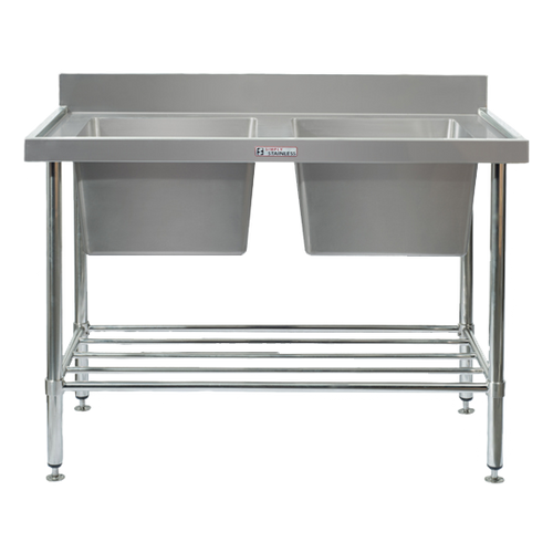 Stainless Steel Double Sink Bench 1500x700