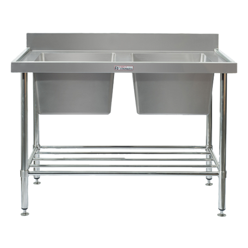 Stainless Steel Double Sink Bench 1800x700