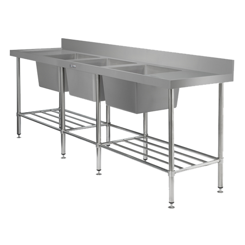 Stainless Steel 2400x600 Triple Sink Bench