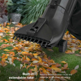 Built-in extendable rake -  helps to loosen stubborn moss and clippings for effortless vacuuming 