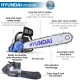 Hyundai 20" 62cc Petrol Chainsaw, 2-Stroke Easy-Start | HYC6200X