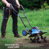 Hyundai 1500W 45cm Electric Garden Tiller, Cultivator, Rotovator and Rototiller 4 x 6 Blades | HYT1500E