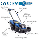 key features of the Hyundai Cordless lawnmower