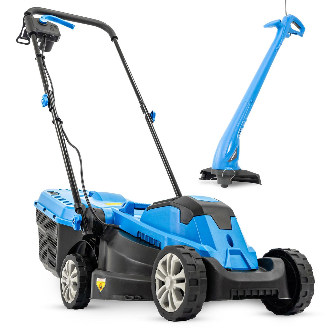 Hyundai Electric Lawn Bundle 33cm Mower Grass Trimmer