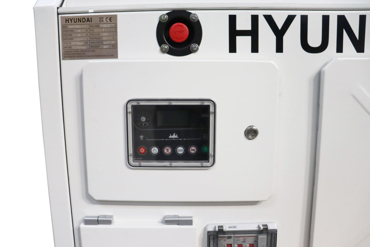 Hyundai 28kW / 35kVA* Single Phase, 230v Diesel Generator, 1500rpm  Water-cooled Slow Running Genset, Silenced Canopy