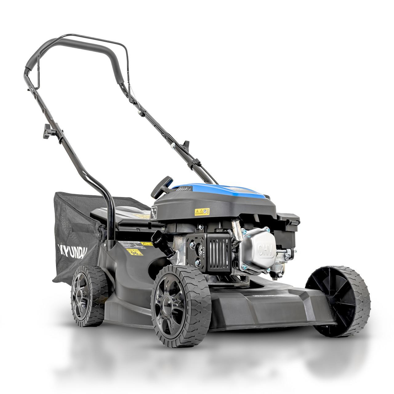 Hyundai 16’’ /  39cm Black Edition Hand Push Petrol Lawnmower, 131cc, 35L Grass Collect and Rear Discharge | HYM16130P