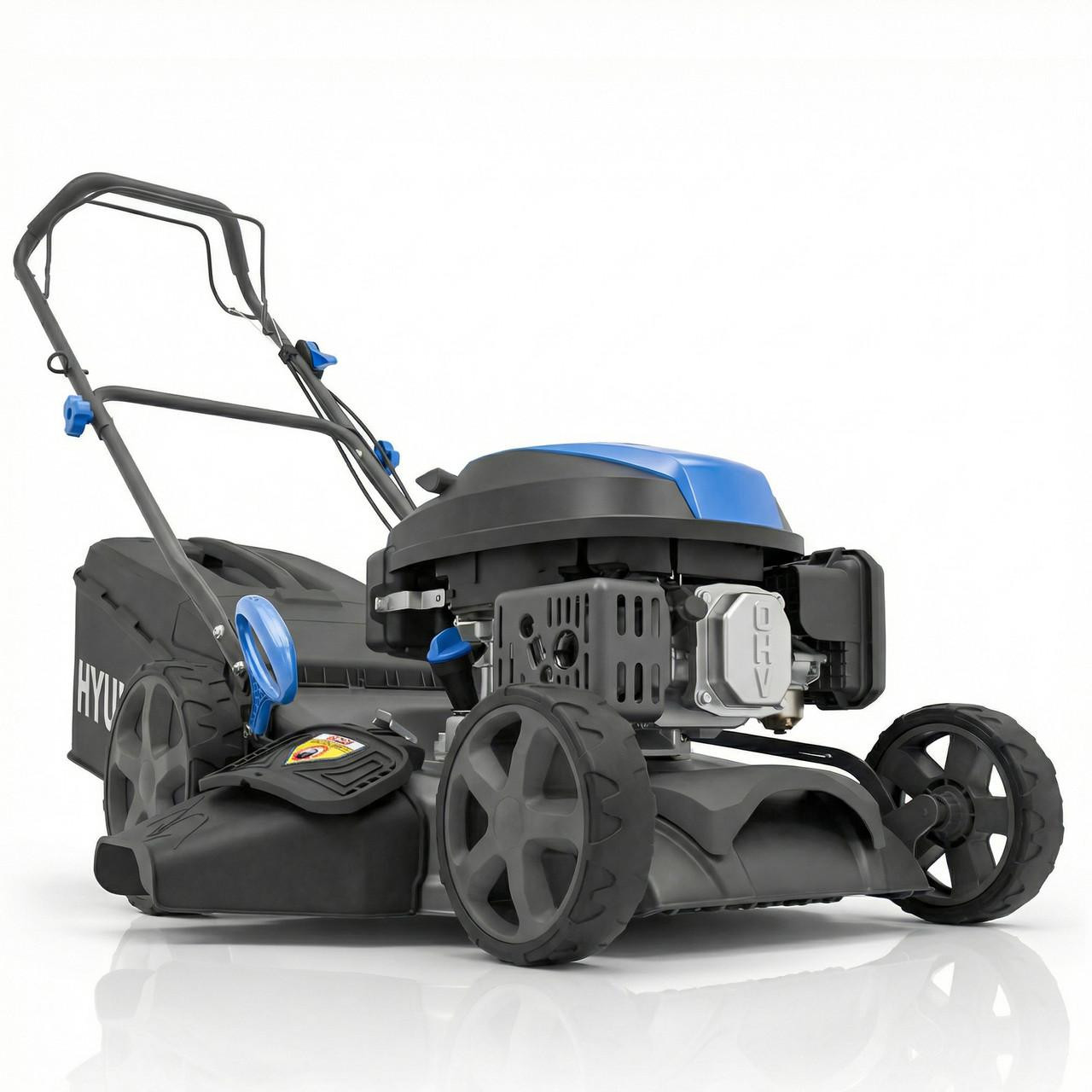 Image of Hyundai 17" / 43cm Self-Propelled Petrol Lawnmower, 139cc, Mulching