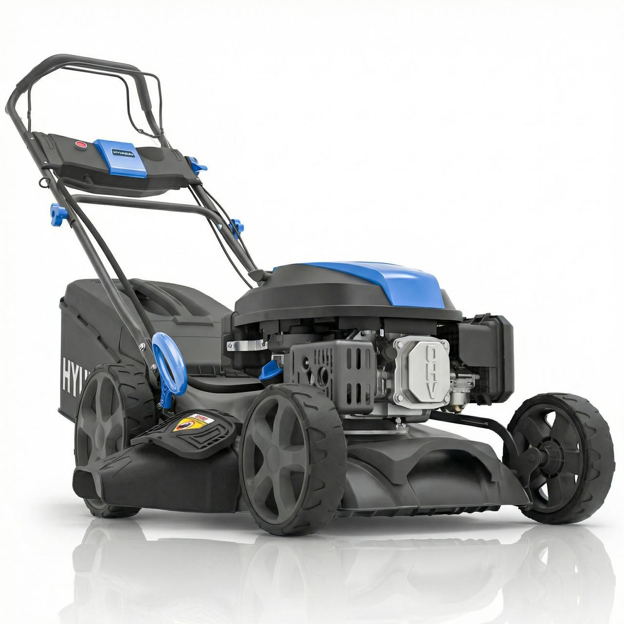 Image of Hyundai 17" / 43cm Self-Propelled Petrol Lawnmower, Electric Start, 139cc
