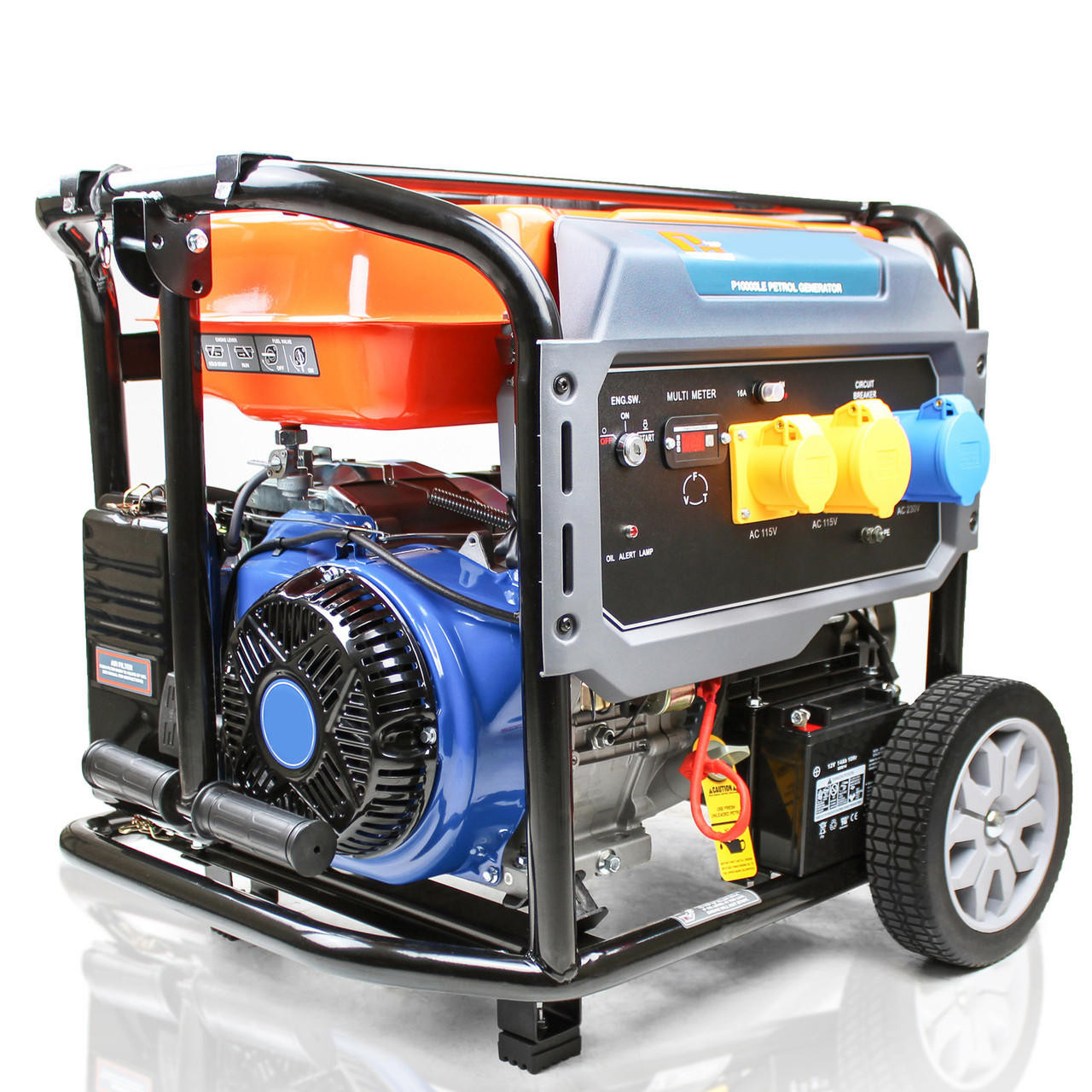 P1 79kw 98kva Petrol Open Frame Site Generator Electric Start And Wheel Kit P10000le