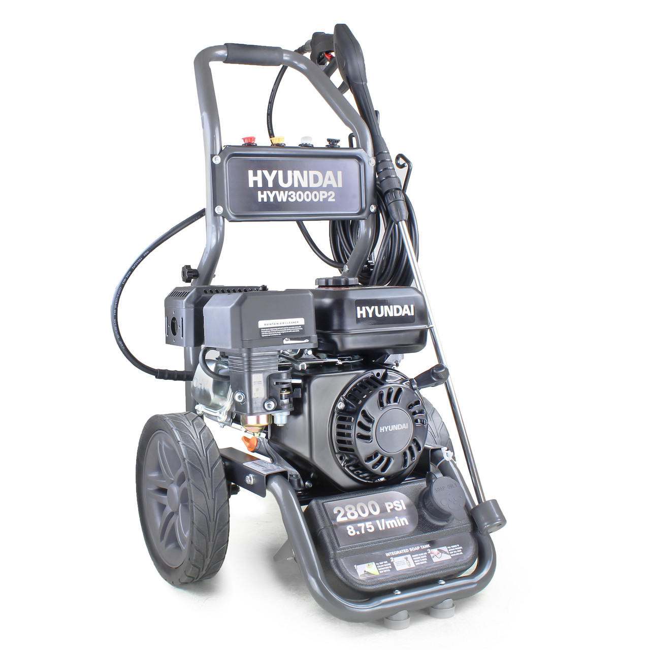 Hyundai 2800psi 213bar Petrol Pressure Washer 8.75L/min 7hp 212cc, Triple-piston Axial Pump | HYW3000P2